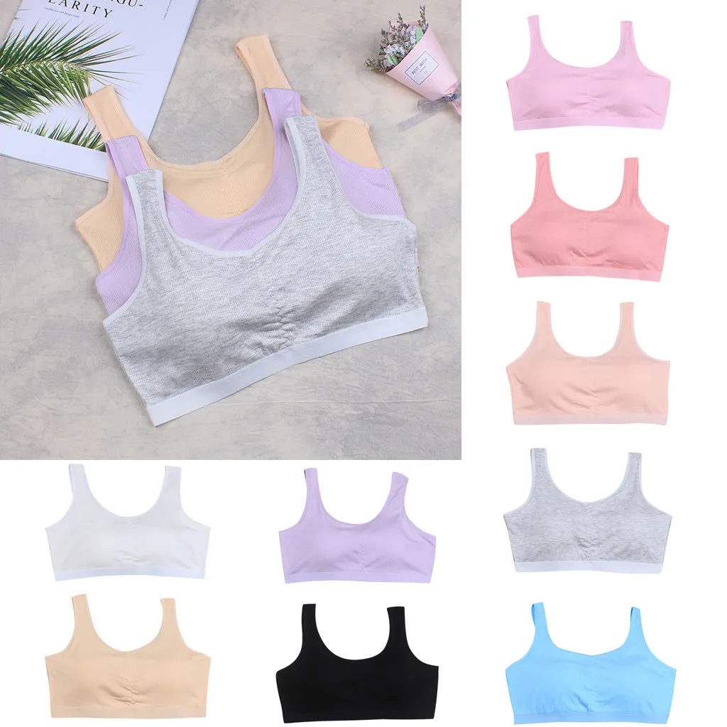 

Kids Girls Underwear Solid Foam Bra Vest young girl underwear set Children Underclothes Sport Undies Kids Fashion Clothes 2019
