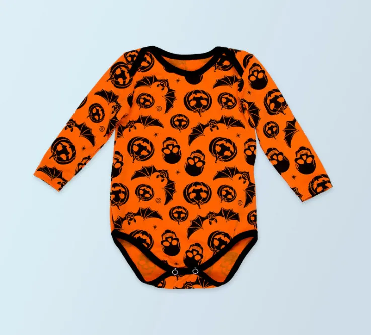 New Baby Halloween Clothing Cute Pumpkin Print Long Sleeve Rompers