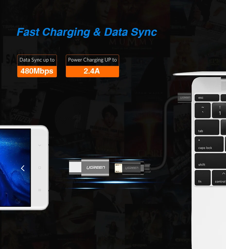 Ugreen micro usb к type c кабель зарядного устройства конвертер для samsung s8 s9 huawei xiaomi 9 Зарядное устройство usb c otg адаптер Android