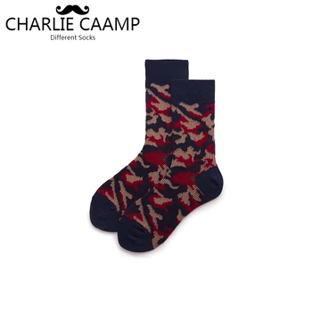 

Men Cotton High Socks 2018 Autumn Winter Fashion New 5 Color Retro 200needle Camouflage Gentleman Harajuku Trend Crew Socks H101