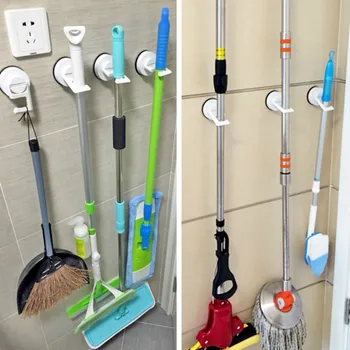 

Dehub Sucker Wall Mounted Mop Holder Storage Rack Hooks Brush Broom Organizer Hanger Home Bathroom Accessories(2 pcs per set)