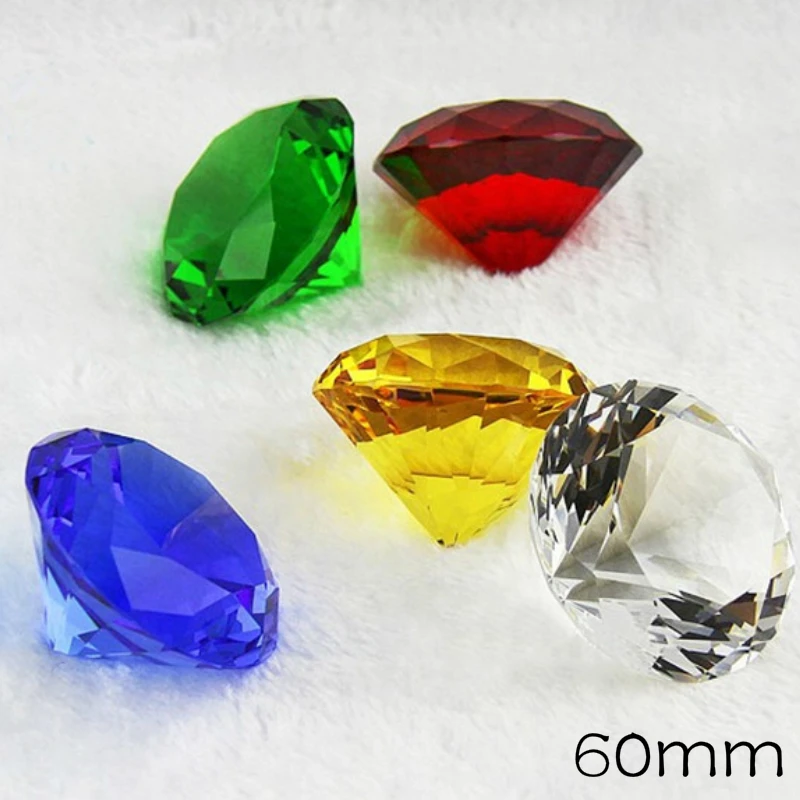 

60mm Colorful Crystal Glass Diamond Paperweight Quartz Crafts Home Decor Ornaments Birthday Wedding Party Souvenir Gifts