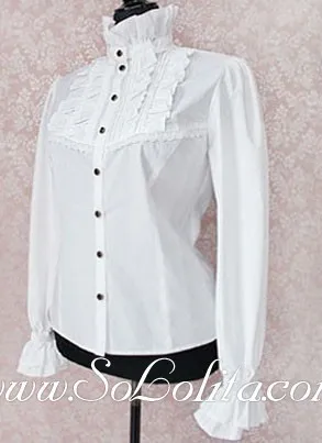 Новая модная белая хлопковая блузка с воротником-стойкой в стиле Лолиты