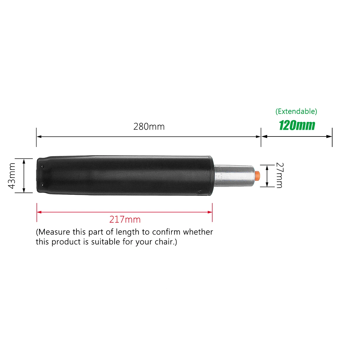 Heavy 11'' Pneumatic Rod Gas Lift Cylinder Chair Replacement Accessories Pneumatic Parts