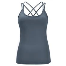 Лидер продаж, Женский спортивный жилет, одноцветные топы без рукавов на бретельках для спортзала, бега, HV99