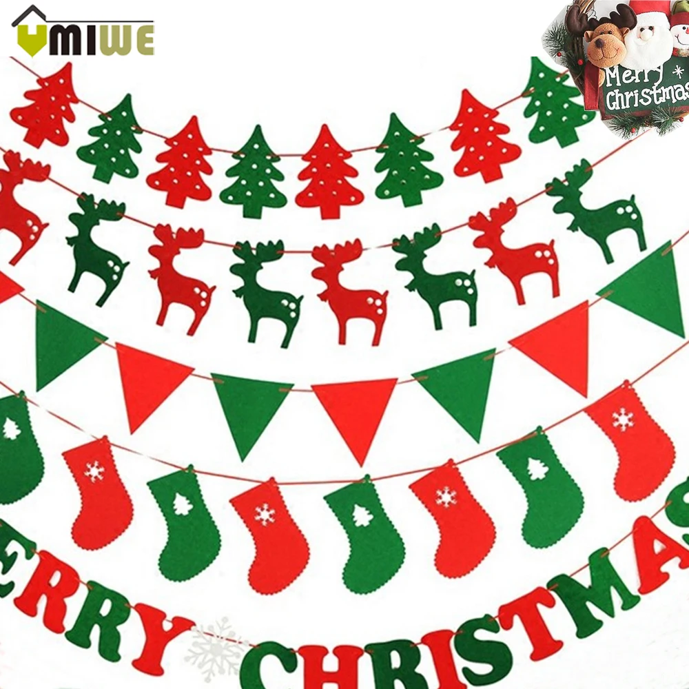 10pcs/Pack Merry Christmas Decoration Pull Flag Xmas Hanging Flag