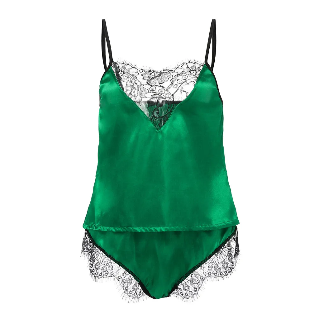 2 шт. женские пижамы атласное кружево сексуальное страсть нижнее белье Babydoll