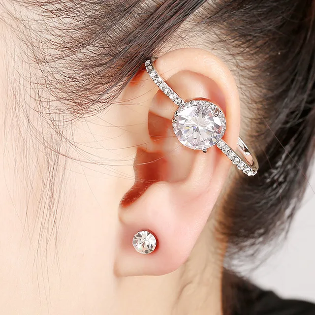 Front Back Double Sided Earrings Crystal Women Cuff Jackets Front Back Double Sided Earrings Crystal Women Cuff Jackets For Ear Hiphop Steampunk Cool