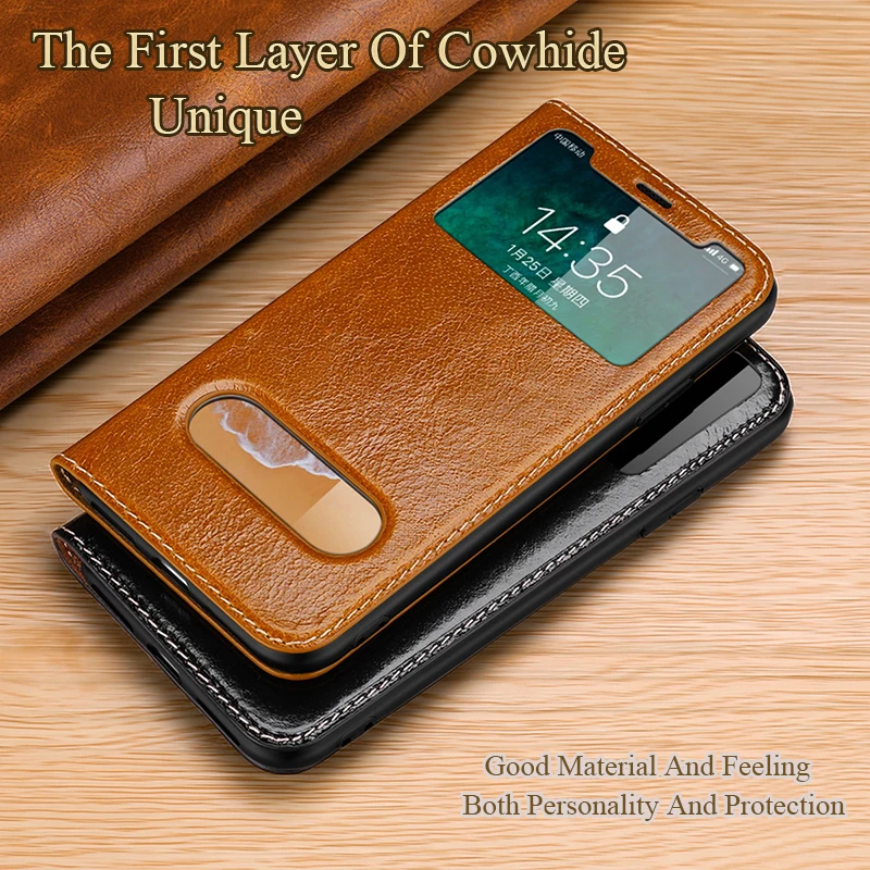 

Luxury Smart View Flip XS Max Case For iPhone X XR XS 6 6s 7 8 Plus 7plus Original Genuine Leather Official 360 Full Phone Cover