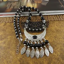 Прямая с фабрики Тибетский лист борода стразы ожерелья и подвески длинные ювелирные изделия для женщин дроссель Neaklaces ZS-007
