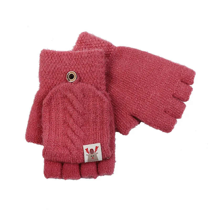 

New male and female gloves flip gloves autumn and winter warm half-finger gloves