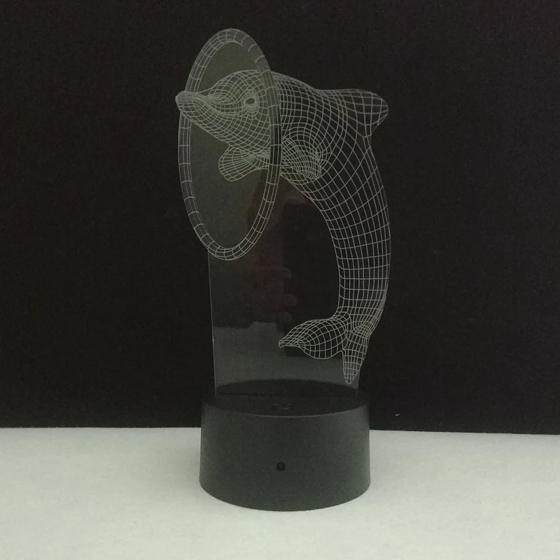 Dolphin Glow in the Dark Toys 3D Illusion 7 Colors Optical Illusion USB Touch Switch Bedroom Art Deco Kid Festival for Man Women