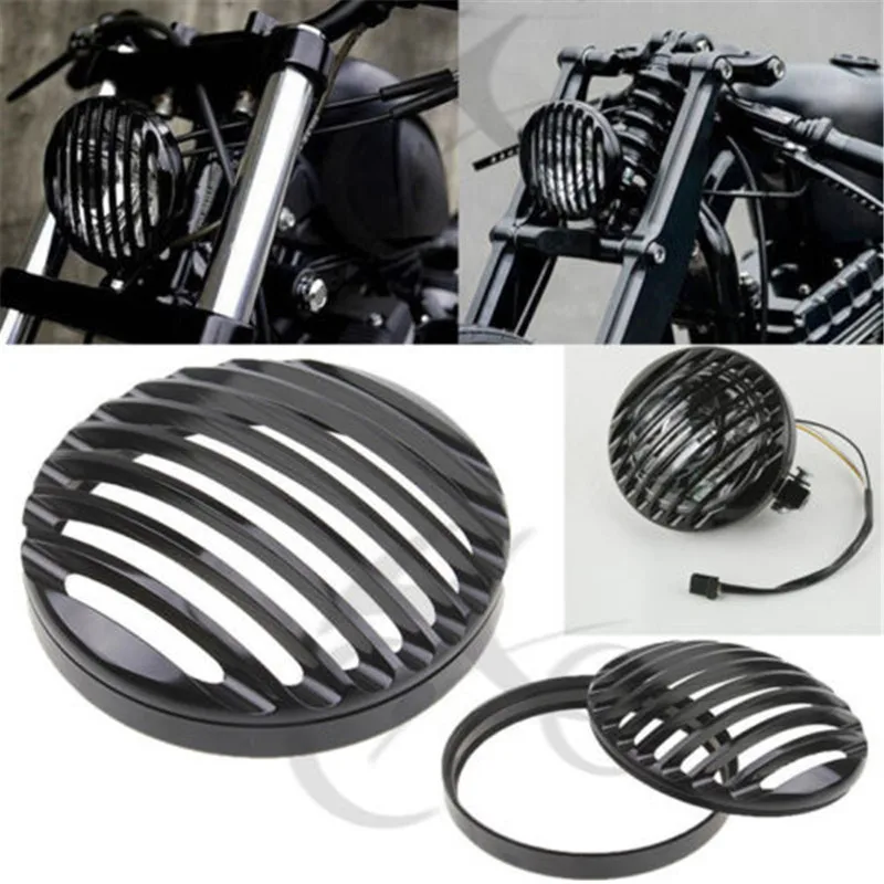 5 3/4" 7" CNC Headlight Grill Cover For Harley Sportster XL 883 1200 Softail Electra Road Glide Dyna