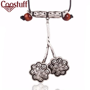

Vintage Jewelry for Women Long Necklace Lotus Plant Vintage Chokers necklaces & pendants jewellery suspension Rope Chains 2020