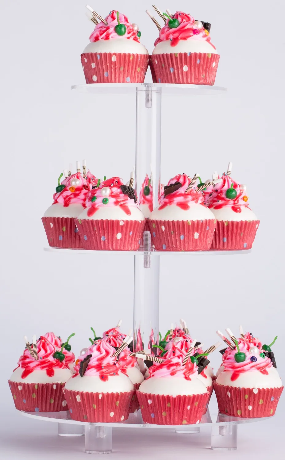 

YestBuy 3 Tier Maypole Round Wedding Party Tree Tower Acrylic Cupcake Display Stand With Base (3 Tier (15cm gap )(13.8 Inches)