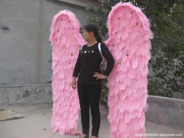 

high quality beautiful long ostrich feather Angel wings cute pink white fairy wings for Auto Show Game cosplay