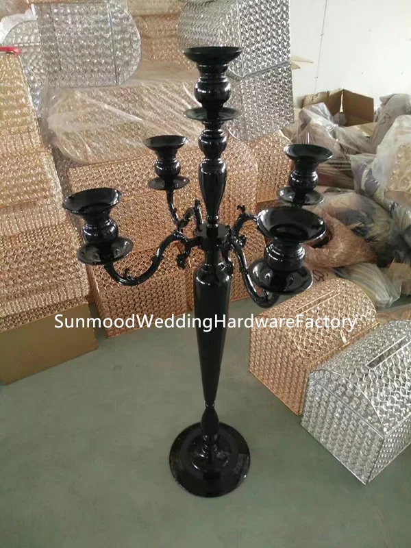 floor black iron standing candelabras crystal ,5 ARMS centerpieces