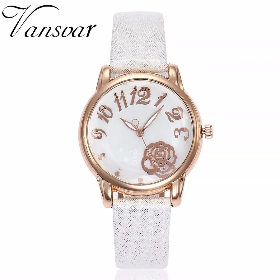 

Fashion Women Rose Flower Watch Casual Fashion Leather Strap Quartz Watch Rose Gold Dress Watch Reloje Mujer Drop Shipping