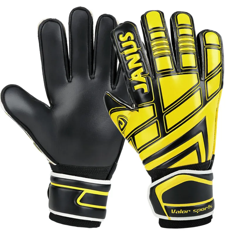 Профессиональные детские вратарские перчатки, мужские футбольные вратарские перчатки, противоскользящие вратарские перчатки, мужские спортивные футбольные перчатки - Цвет: JA390 black yellow