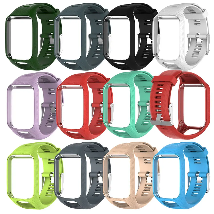 

Multi color Silicone Watchband Strap Frame Waterproof Colorful Replacement Wrist Band Strap for TomTom 2 3 Glfer 2 Smartwatch