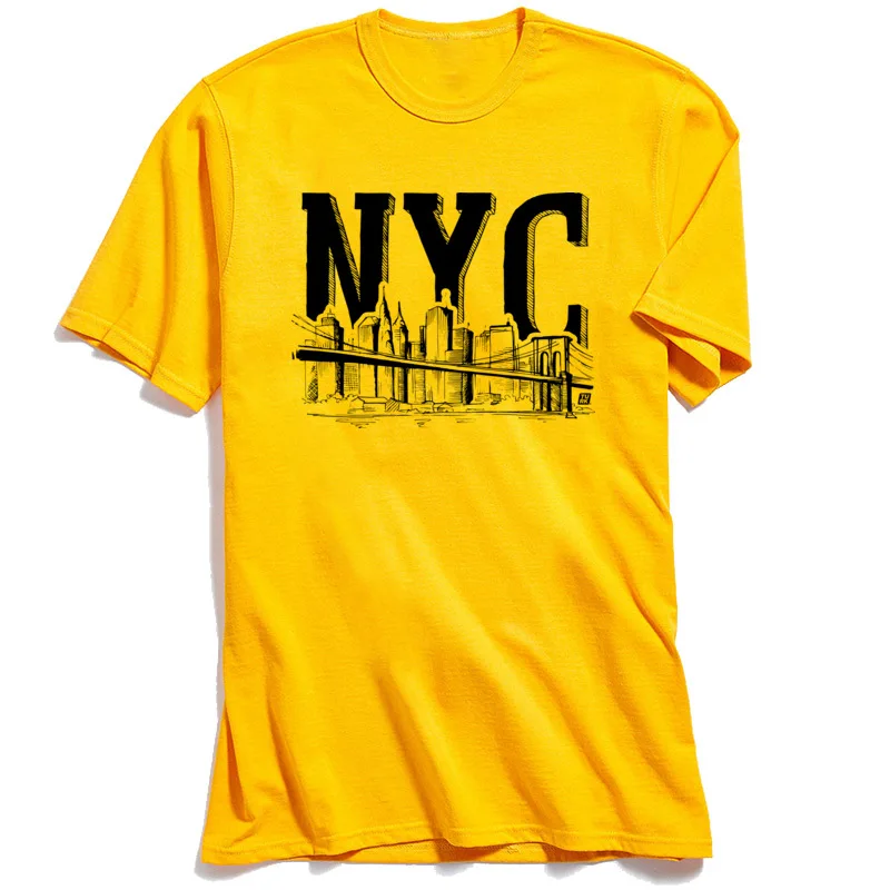 Tees New York City NYC Summer/Fall Short Sleeve 100% Cotton Round Collar Student Tshirts Fitness Tight Tee-Shirt Company New York City NYC yellow