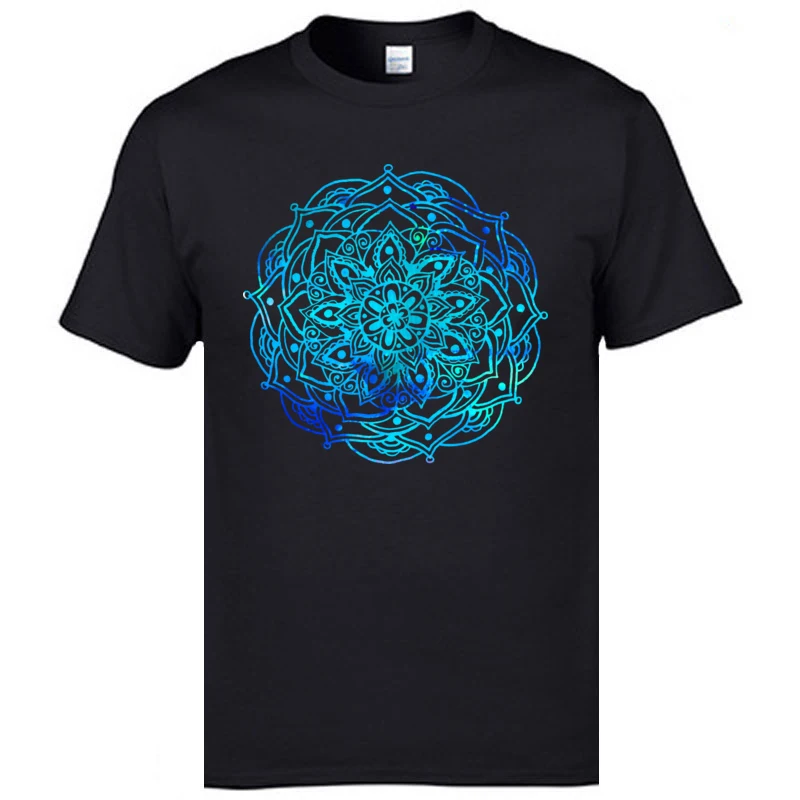 tie dye mandala Autumn Cotton Round Neck Tops T Shirt Short Sleeve Comics Tops & Tees New Design Custom T Shirt tie dye mandala black