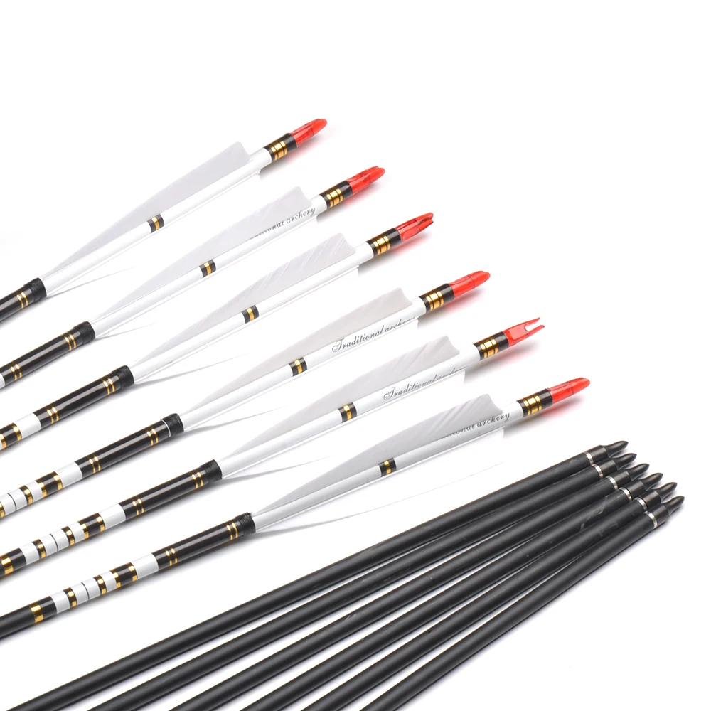 Setas de Carbono Turquia para a Prática Tiro com Arco Id6.2mm com Pena 80cm Espinha 500 Metal Od7.6mm Caça 6 - 12 24 Pçs 17 Esporte e Lazer