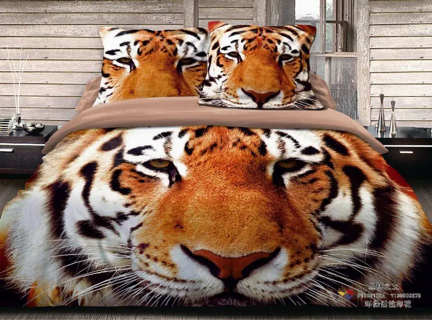 3d Animal bedding set 3d king lion tiger leopard wolf 4pcs adult