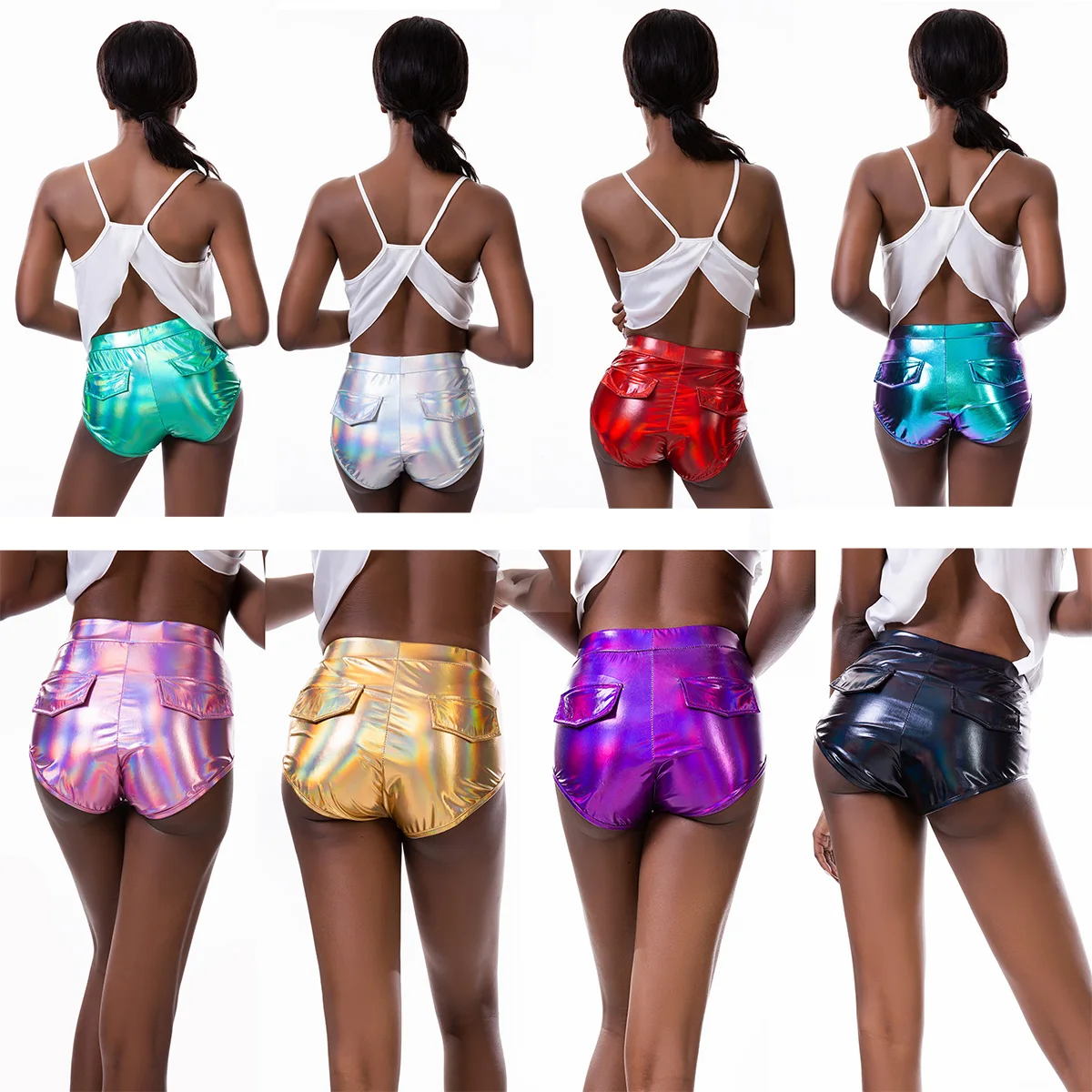 Freebily Girls Kids Shiny Metallic Gymnastics Dance Shorts Ballet Performance Cheer Booty Shorts Costumes