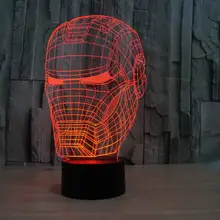 3D illusion night light iron man mask shape LED table lamp as gift free shipping FS-2822