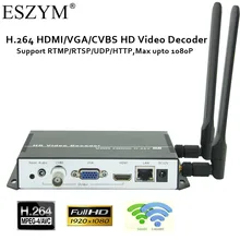 ESZYM H.264/AVC Беспроводной видео декодер с HDMI и VGAI и CVBS выход Поддержка RTMP/HTTP/RTP/UDP/RTSP/HLS/FLV/M3U8