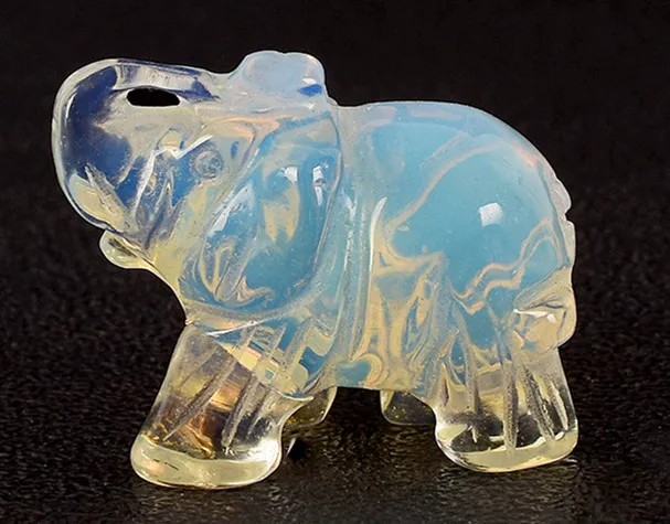 

1pcs 50mm Natural and beautiful opal crystal carved elephant sculpture collection