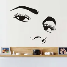 

Black Big Sexy Eyes Wall Sticker Charming Girls Long Eyelashes Decals For Bedroom Living Room Home Decor Makeup Art Murals