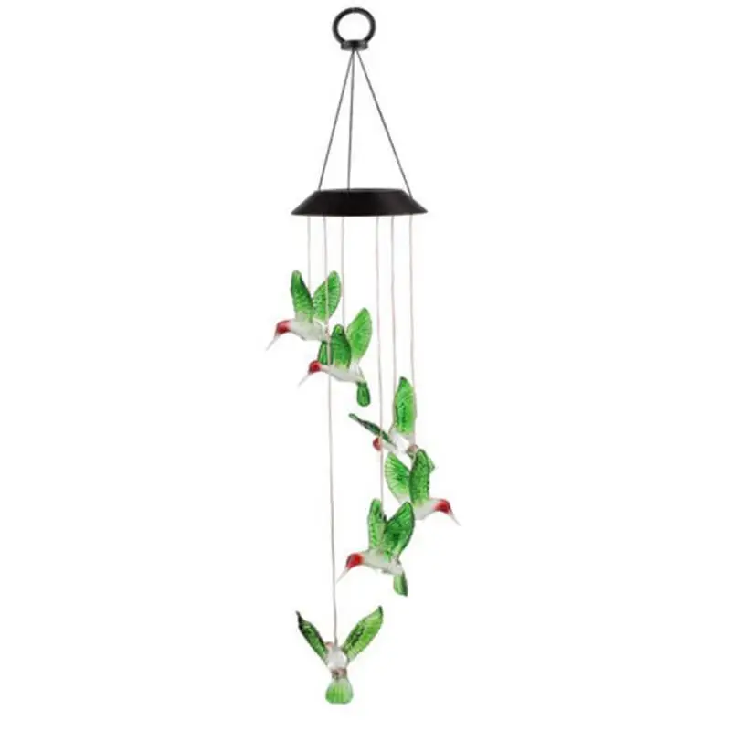 Bestoyard Color Changing Solar Hummingbird Light Wind Chime