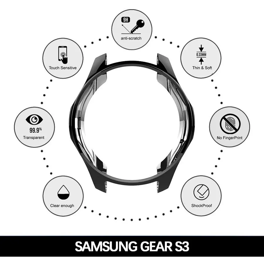 ТПУ полный защитный чехол для часов для samsung Galaxy Watch 46 мм водонепроницаемый спортивный бампер чехол для samsung gear S3 Watch