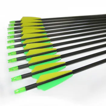 

24 pieces Archery Pure Carbon Fiber Arrows Shaft Inner Diameter 6.2mm with Target Tips