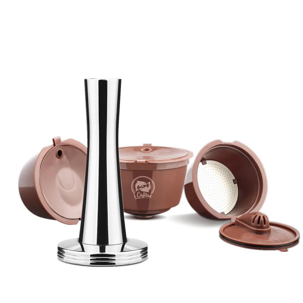 

For Dolce Gusto Crema Coffee Capsule Update 3rd Reusable Coffee Filter Cup Tea Dripper Baskets Stainless Steel Coffee Tamper