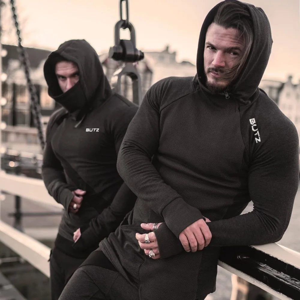 

2019 Europe and America autumn and winter sports long-sleeved jacket men's pullover coat running training fitness suit