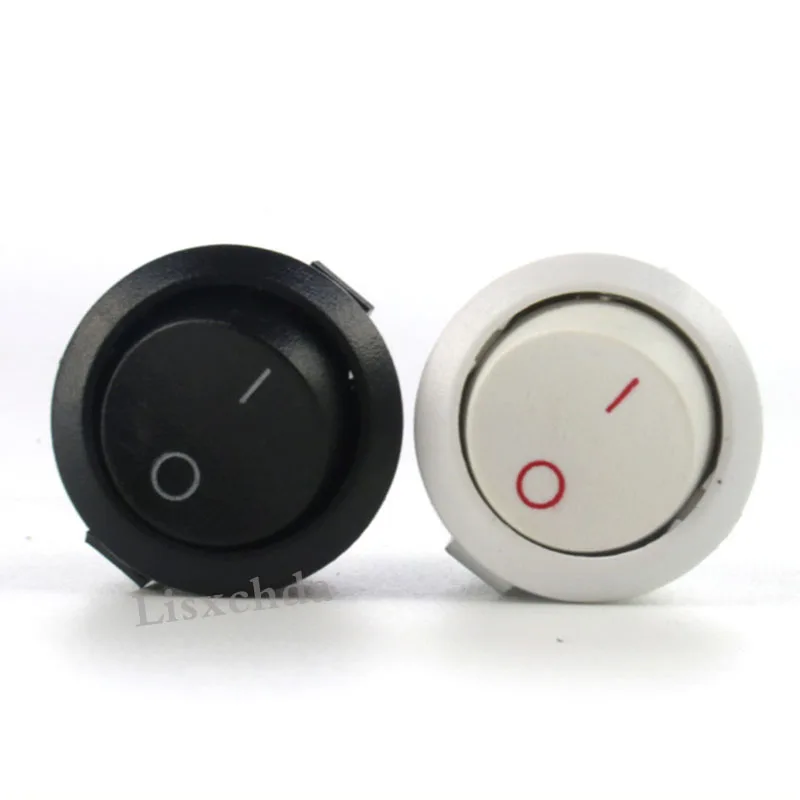 

Promotion! 5Pcs AC 3A 6A 250V On Off Snap in SPST Round Boat Rocker Switch Black/White