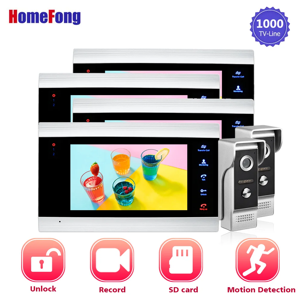 

Homefong Wired Video Door Phone Doorbell Intercoms for a Private House 7 Inch SD Card Supported 3V1 3V2 4V1 4V2 Multiple System