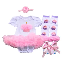 Нарядная одежда для маленьких девочек на 1 день рождения комплекты из 4 предметов с юбкой-пачкой для малышей Детская Фантазийная Одежда для маленьких девочек детская одежда для малышей