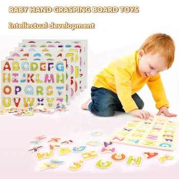 

Baby Hand Grasp Alphabet Letter Animal Wooden Puzzle Kid Early Educational Toy Children's Day gift