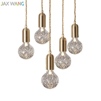 

Post-modern Simple Crystal Glass G9 Ball Pendant Light Creative Personality Loft Restaurant Bar Bubble Lamp Stair Hanging Lamp