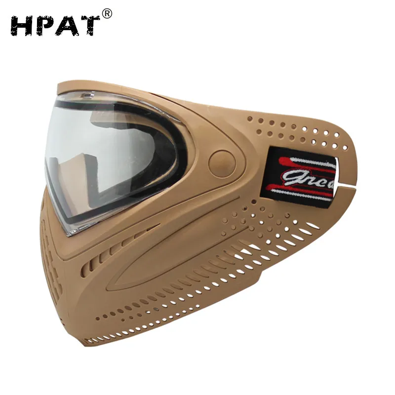 HPAT тактическая страйкбольная Маска Анти-туман пейнтбольная маска с красителем I4 тепловые линзы - Цвет: Brown