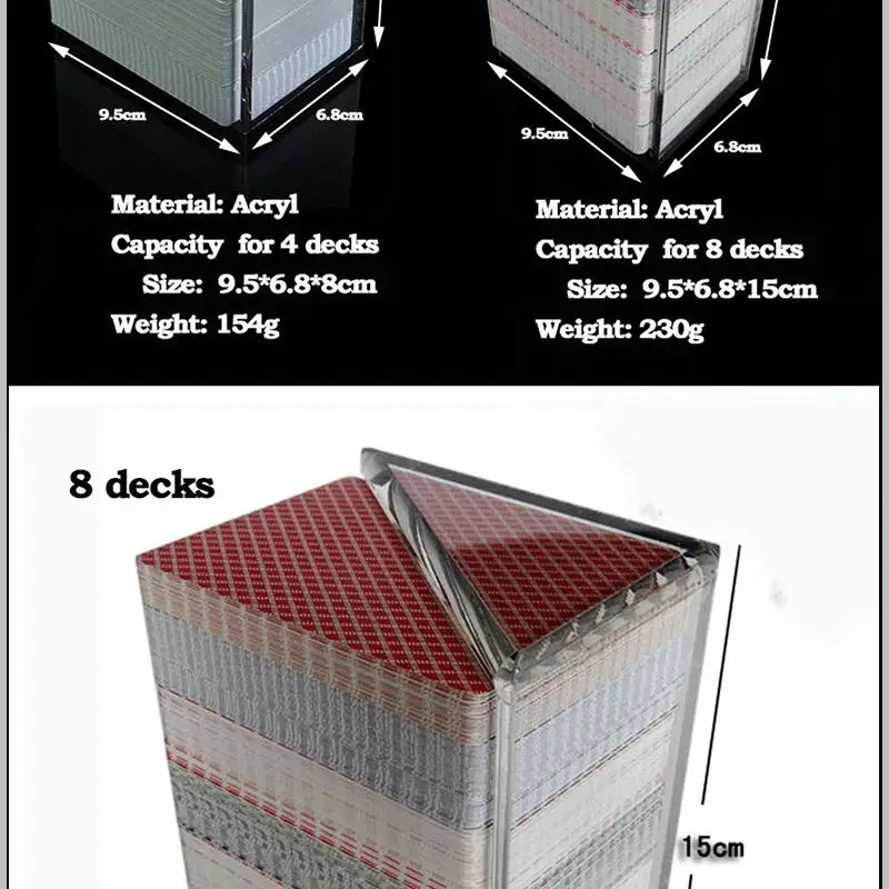 1 шт. держатель игральных карт для 4 настил или 8 настил акрил Покер Игра аксессуар черный Джек баккарат