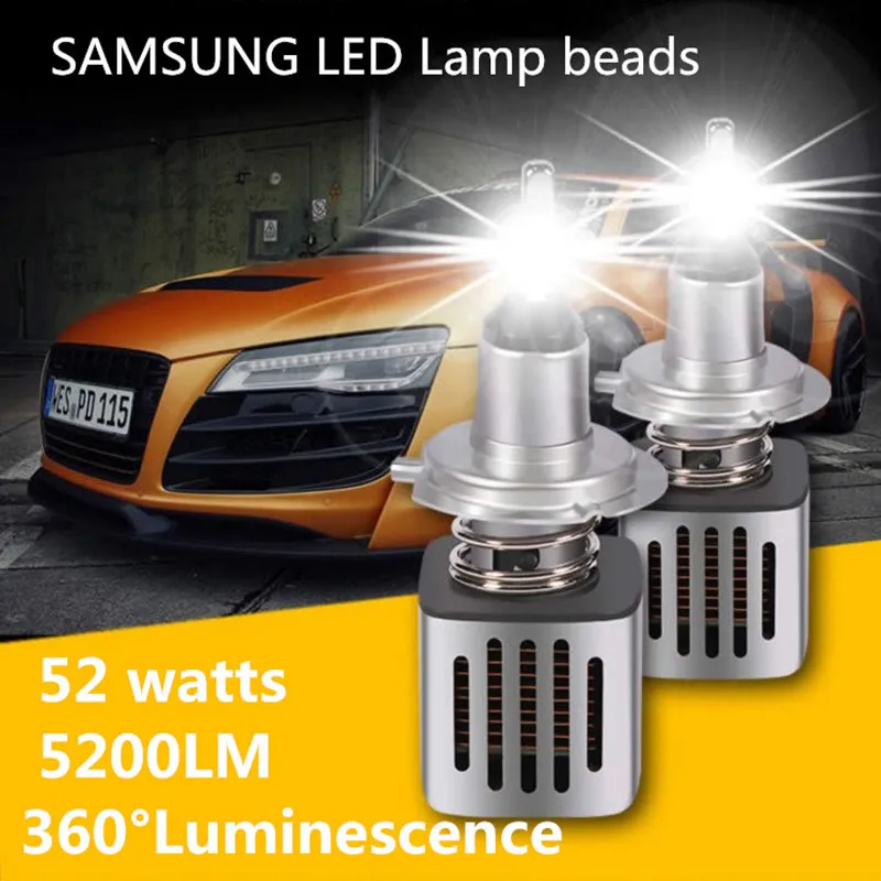 

H4H7H11H9HB4H1H3HB3 Car Headlamps led Lend Samsung Chip 52W5200LM 6500k360 degree sHeadlight Bulbs Luminescence Highlight