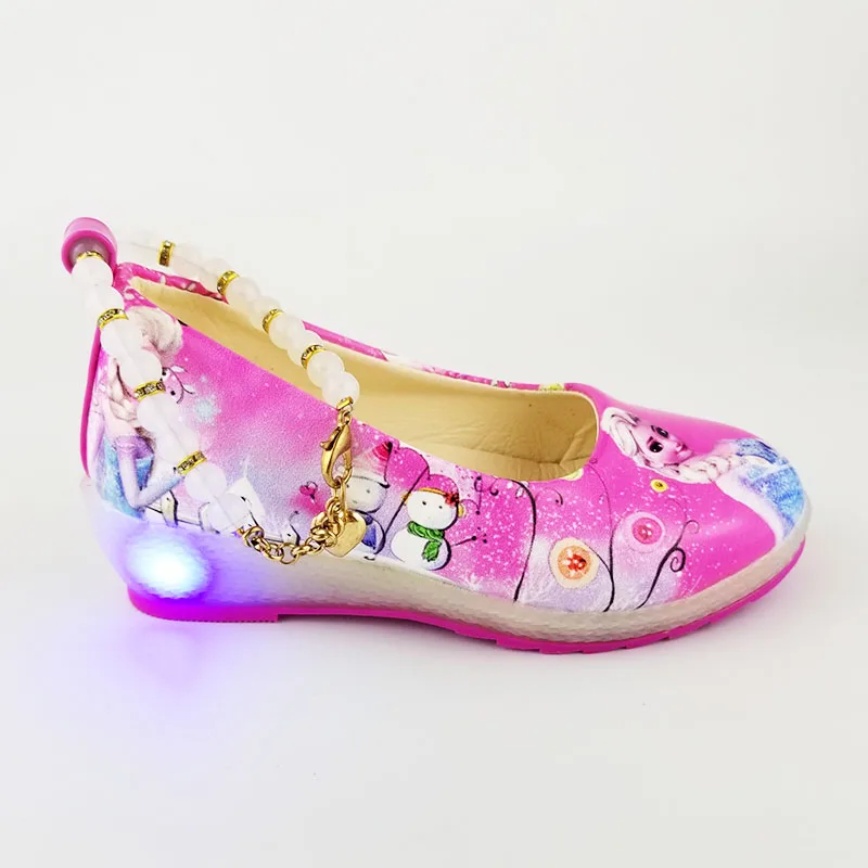 Г. сандалии принцессы «Холодное сердце» и «Анна» с цепочкой, светодиодный свет, обувь «Снежная королева» для девочек «Дисней» европейский размер 26-30