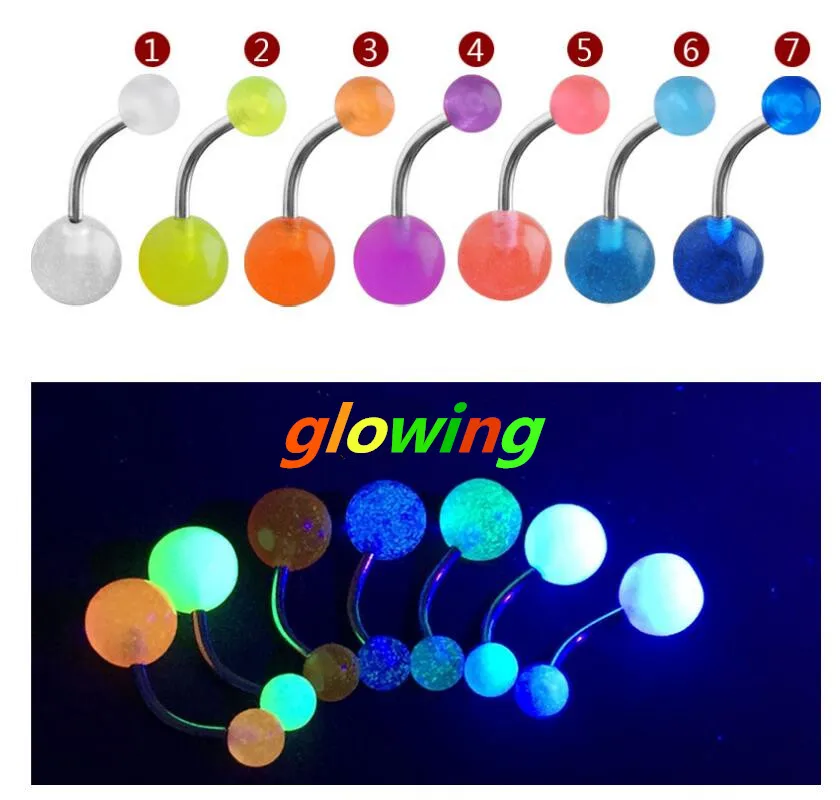 

1pcs Glowing Navel Bell Button Rings Body Piercing Jewelry 7colors E5008