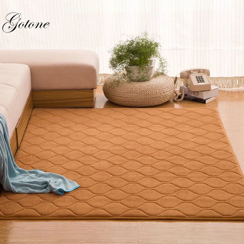

Thickened Memory Foam Cotton Carpet Solid Rectangular Coral Fleece Lattice Area Rugs Doormat Bedroom Living Room Bedside Rug