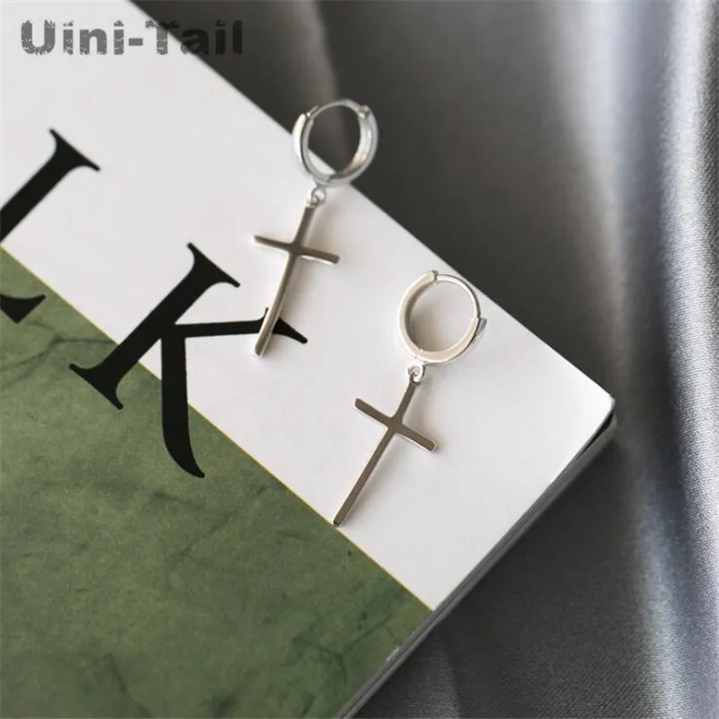 Uini-Tail hot new 925 sterling silver temperament personality ring cross earrings fashion tide flow fashion jewelry GN666